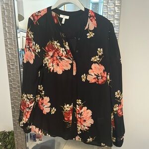 Semi-sheer floral blouse